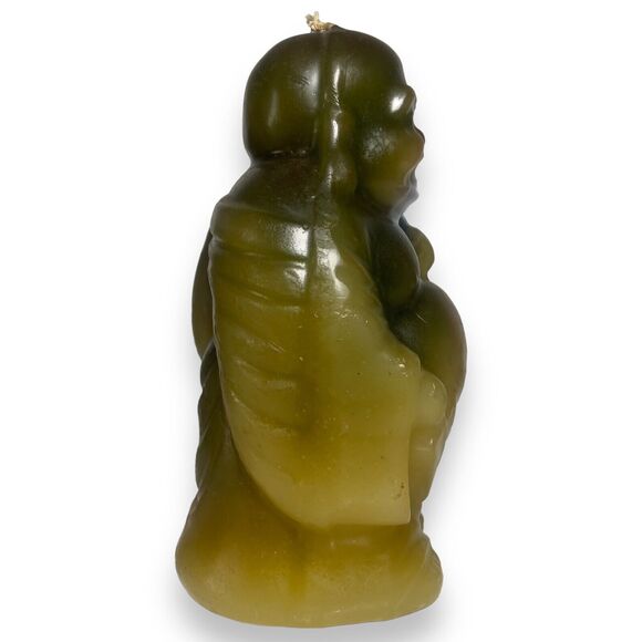Vintage Japan 7 in Handcrafted Laughing Buddha Hotei Luck Bringing Brown Candle - Picture 4 of 11